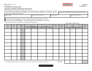 Form 3750 (303-DV) Schedule 11 Schedule of Diversion - Michigan