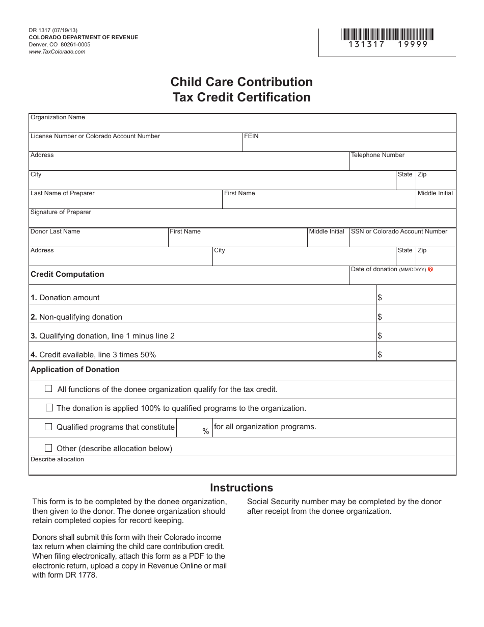 Form DR1317 Fill Out Sign Online and Download Fillable PDF Colorado