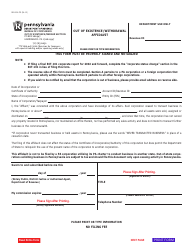 Document preview: Form REV-238 CM Out of Existence/Withdrawal Affidavit - Pennsylvania