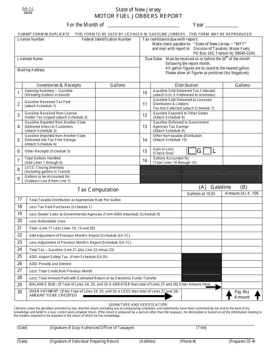 Form GA1J Fill Out, Sign Online and Download Fillable PDF, New
