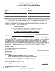 Form 71.3 Non-resident Seller of Real Estate - Election to Have Withholding Based on Gain - Rhode Island