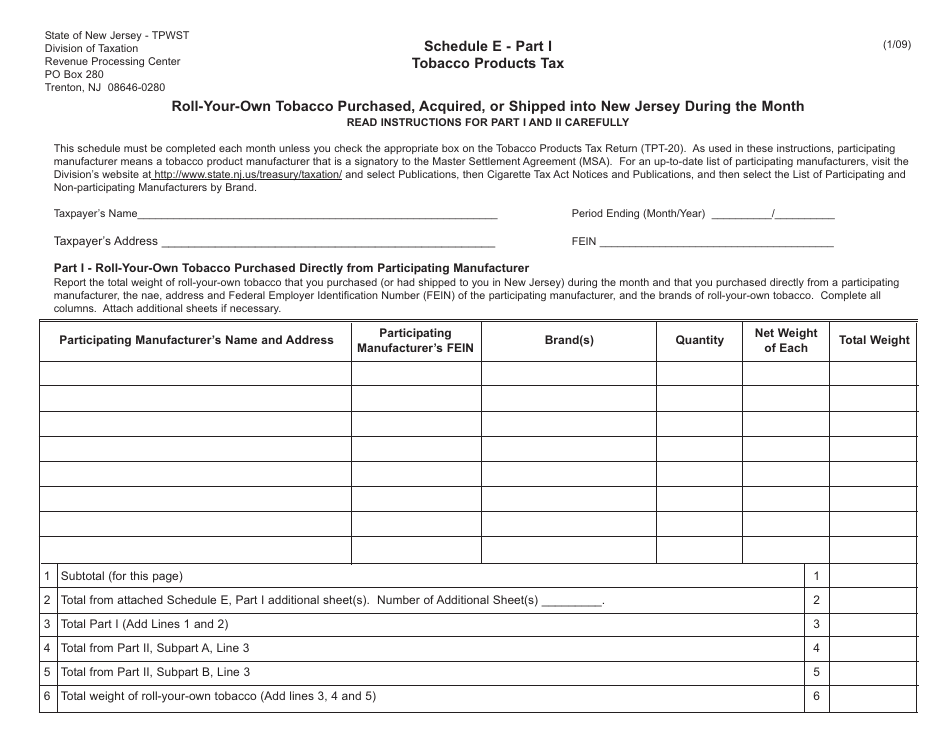 New Jersey Roll-Your-Own Tobacco Purchased, Acquired, or Shipped Into ...