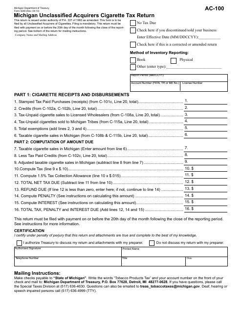 Form 4246 (AC-100)  Printable Pdf