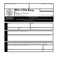 Form TMF-9 &quot;Request for Cancellation of Transporter of Motor Fuels License&quot; - New Jersey