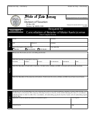 Form RMF-9 &quot;Cancellation of Retailer of Motor Fuels License&quot; - New Jersey