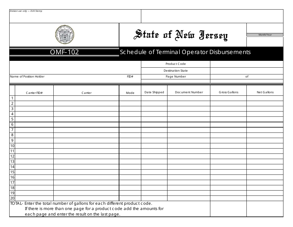 Form OMF-11 Terminal Operator Report - New Jersey, Page 3