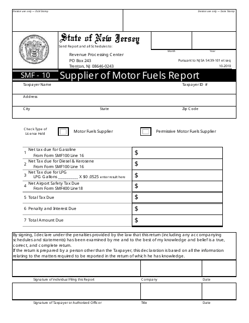 Form SMF-10  Printable Pdf