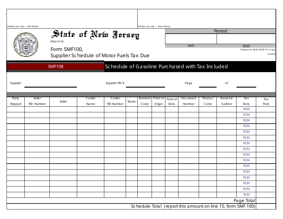 Form SMF-10 Supplier of Motor Fuels Report - New Jersey, Page 11