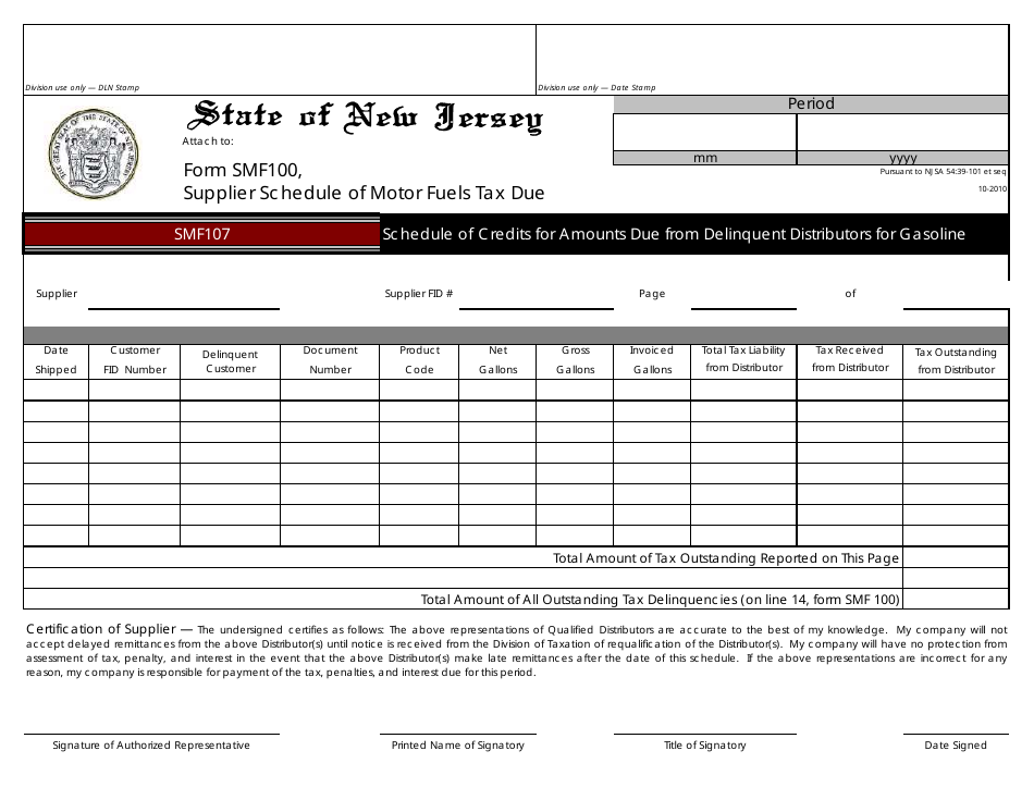Form SMF-10 Supplier of Motor Fuels Report - New Jersey, Page 12