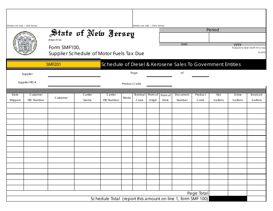 Form SMF-10 Supplier of Motor Fuels Report - New Jersey, Page 15