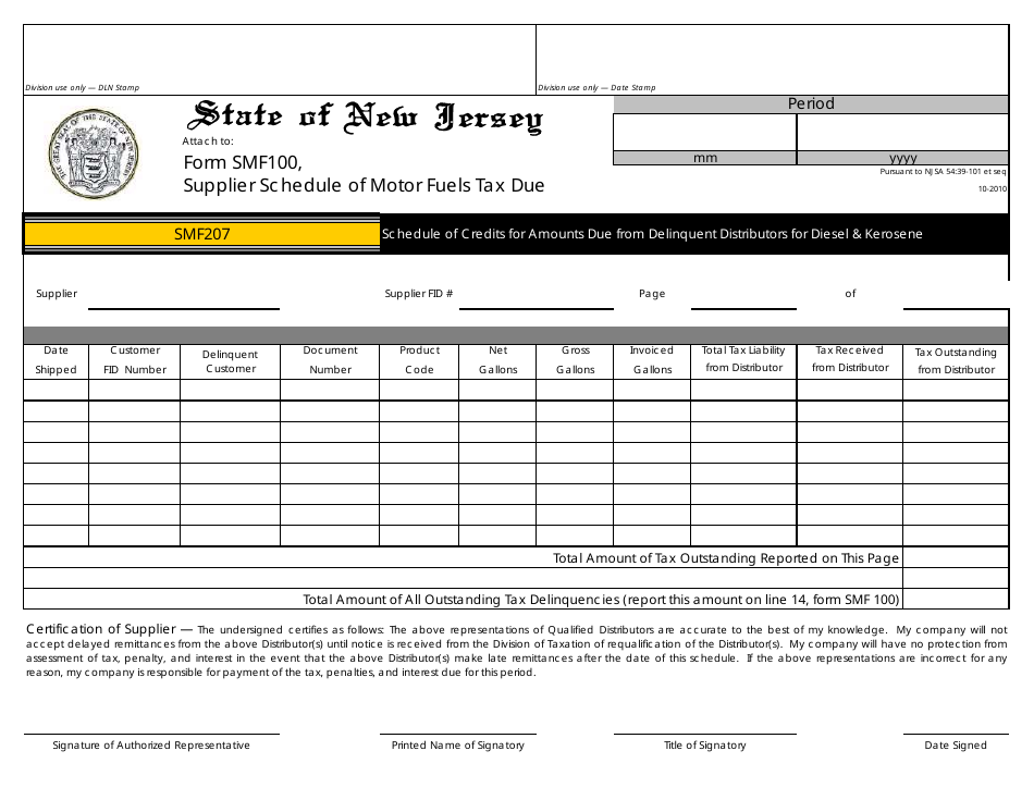 Form SMF-10 Supplier of Motor Fuels Report - New Jersey, Page 20