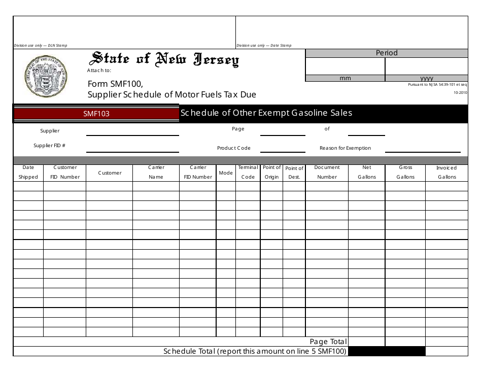 Form SMF-10 Supplier of Motor Fuels Report - New Jersey, Page 5