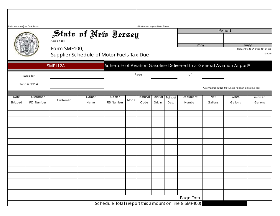 Form SMF-10 Supplier of Motor Fuels Report - New Jersey, Page 6