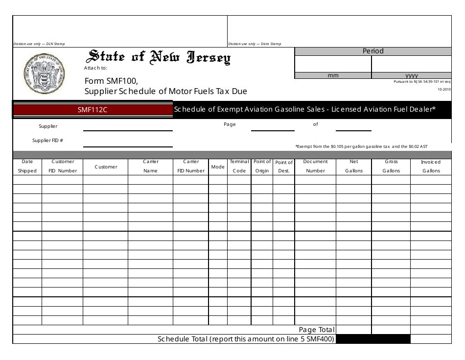 Form SMF-10 Supplier of Motor Fuels Report - New Jersey, Page 8