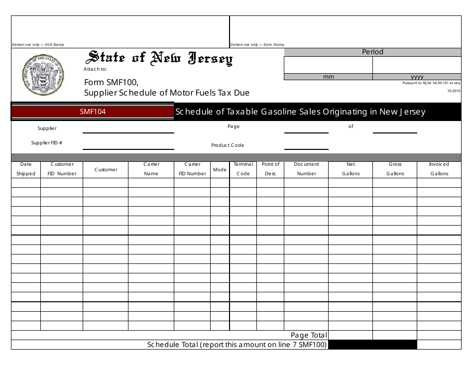 Form SMF-10 Supplier of Motor Fuels Report - New Jersey, Page 9