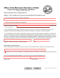 Document preview: Foreign Corporation or Cooperative Dissolution - Minnesota