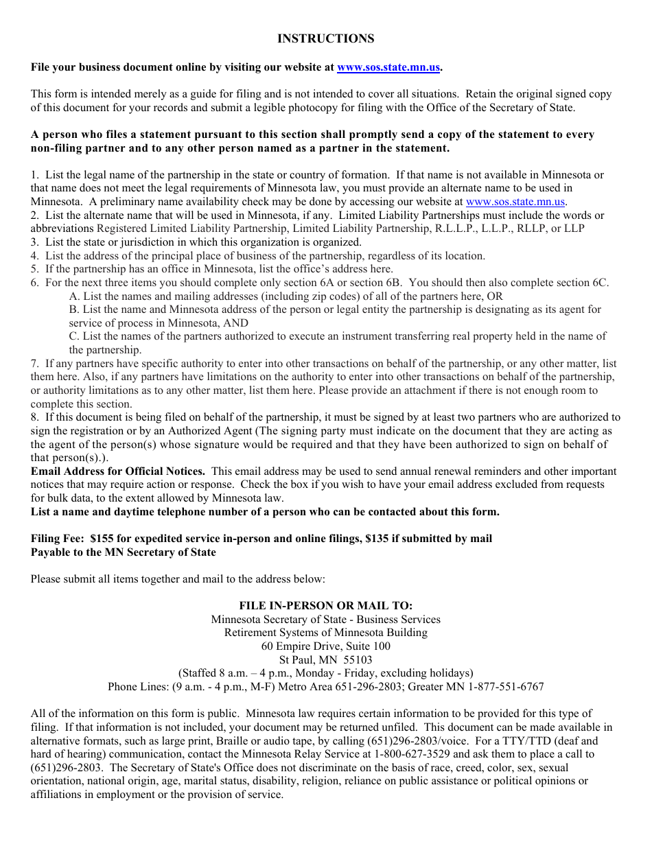 Statement of Partnership Authority - Minnesota, Page 3