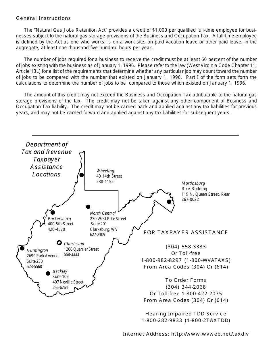 Form WV / NGRET-1 Schedule for Application of Tax Credit From natural Gas Jobs Retention Act - West Virginia, Page 2