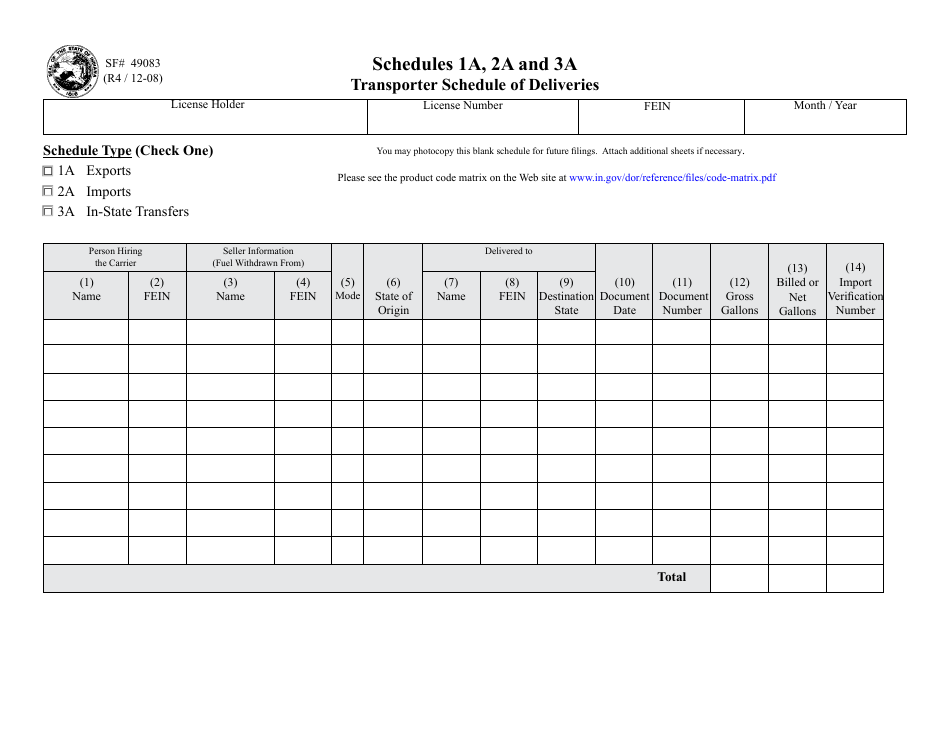 Form 49083 Schedule 1A, 2A, 3A - Fill Out, Sign Online and Download ...