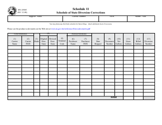 Form 49085 Schedule 11 &quot;Schedule of State Diversion Corrections&quot; - Indiana