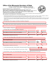 Document preview: Foreign Limited Partnership Certificate of Authority - Minnesota