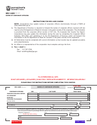 Document preview: Form REV-1605 Names of Corporate Officers Coupon - Pennsylvania