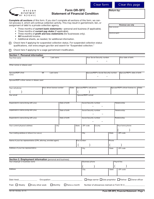Form 150-101-159 (OR-SFC)  Printable Pdf