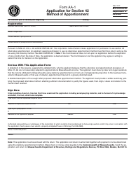 Form AA-1 Application for Section 42 Method of Apportionment - Massachusetts