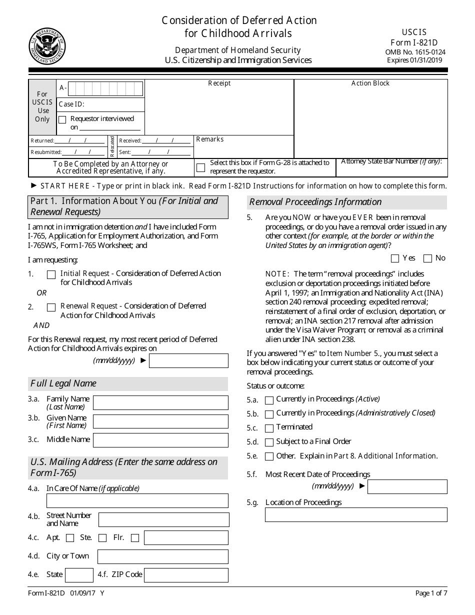 USCIS Form I-821D - Fill Out, Sign Online and Download Fillable PDF ...