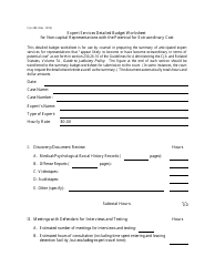 Form CJA28E Expert Services Detailed Budget Worksheet for Non-capital Representations With the Potential for Extraordinary Cost
