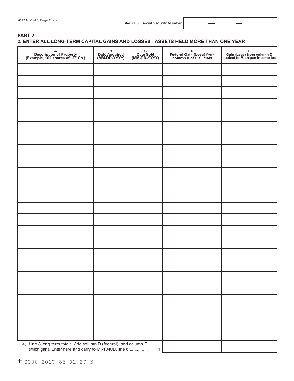 Form MI-8949 Michigan Sales and Other Dispositions of Capital Assets - Michigan, Page 2