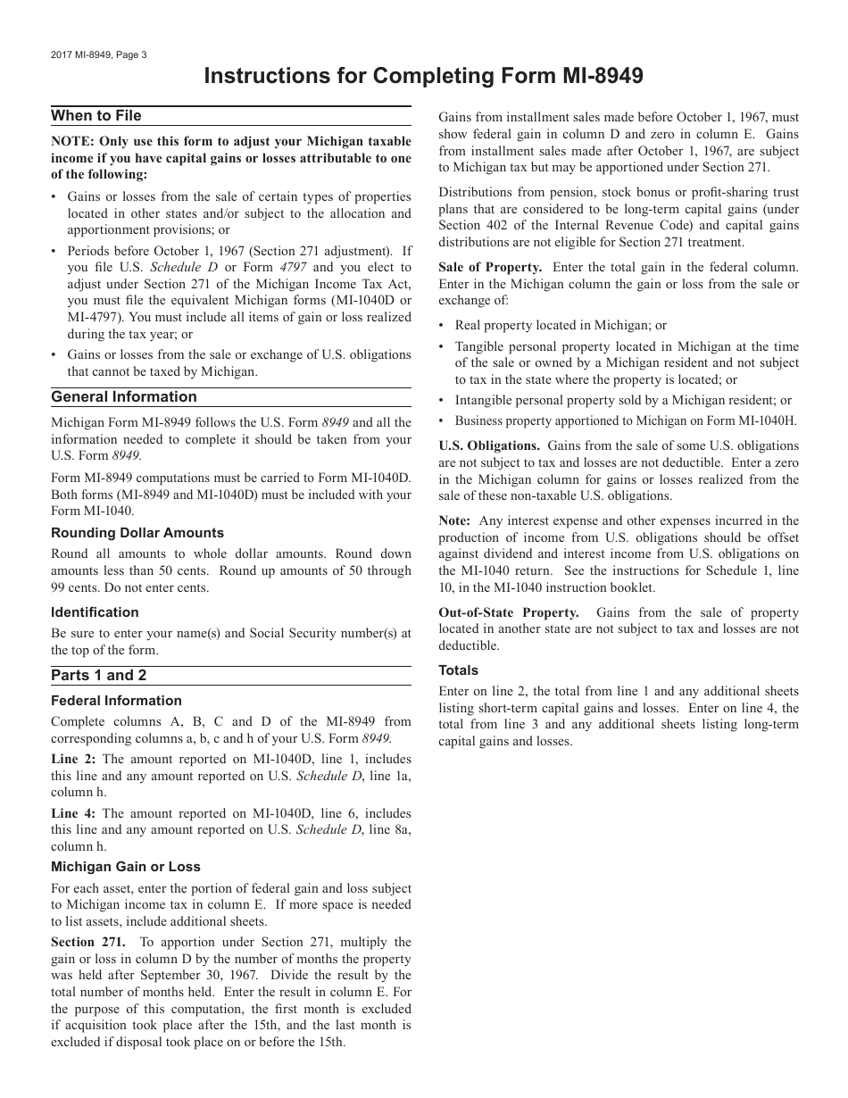 Form MI-8949 Michigan Sales and Other Dispositions of Capital Assets - Michigan, Page 3