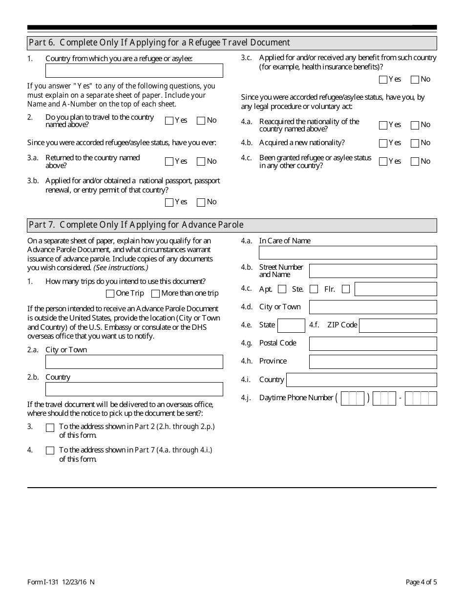 USCIS Form I131 Fill Out, Sign Online and Download Fillable PDF Templateroller