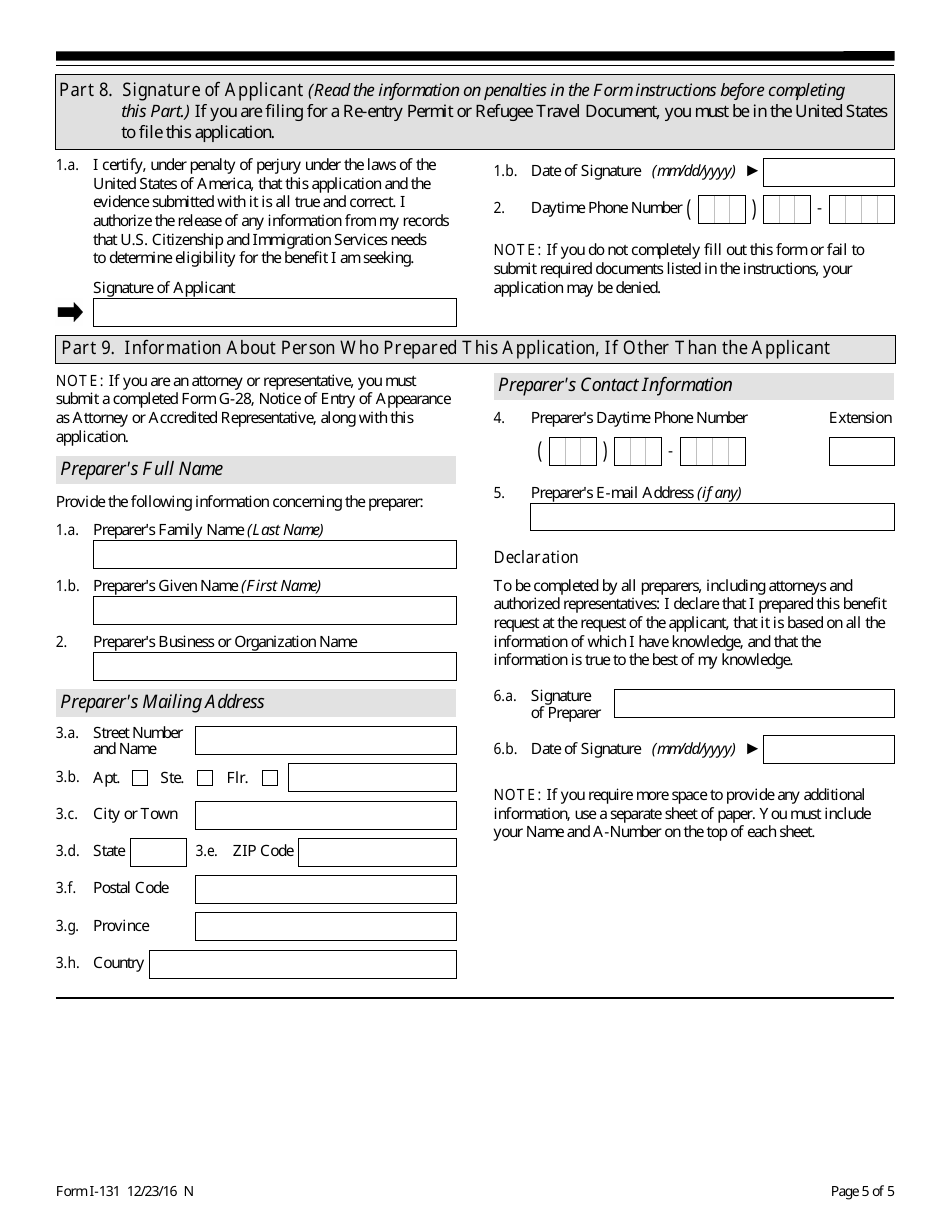 Uscis Form I 131 Fill Out Sign Online And Download Fillable Pdf Templateroller 9200