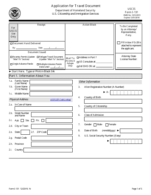 USCIS Form I-131 - Fill Out, Sign Online and Download Fillable PDF ...
