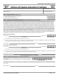 Document preview: Form FTB8879 California E-File Signature Authorization for Individuals - California