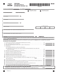 Form 502D &quot;Personal Declaration of Estimated Income Tax&quot; - Maryland, 2018