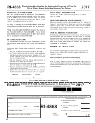 Document preview: Form RI-4868 Application for Extension of Time - Rhode Island