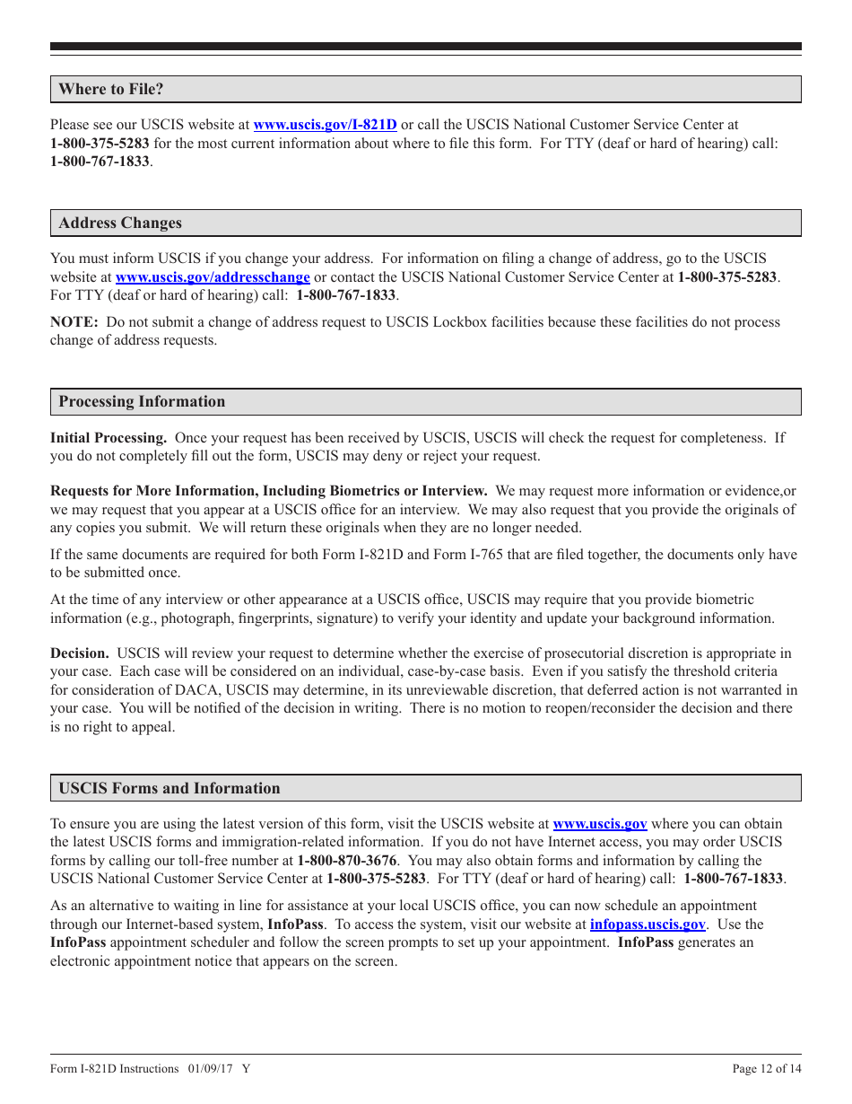 Instructions for USCIS Form I-821D Consideration of Deferred Action for Childhood Arrivals, Page 12