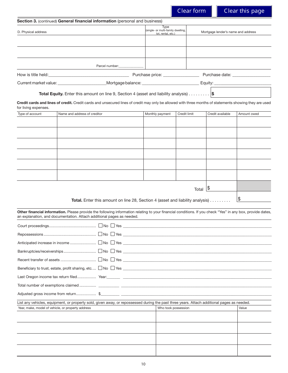 Form 150-101-157 (OR-SOA) Settlement Offer Application - Oregon, Page 10