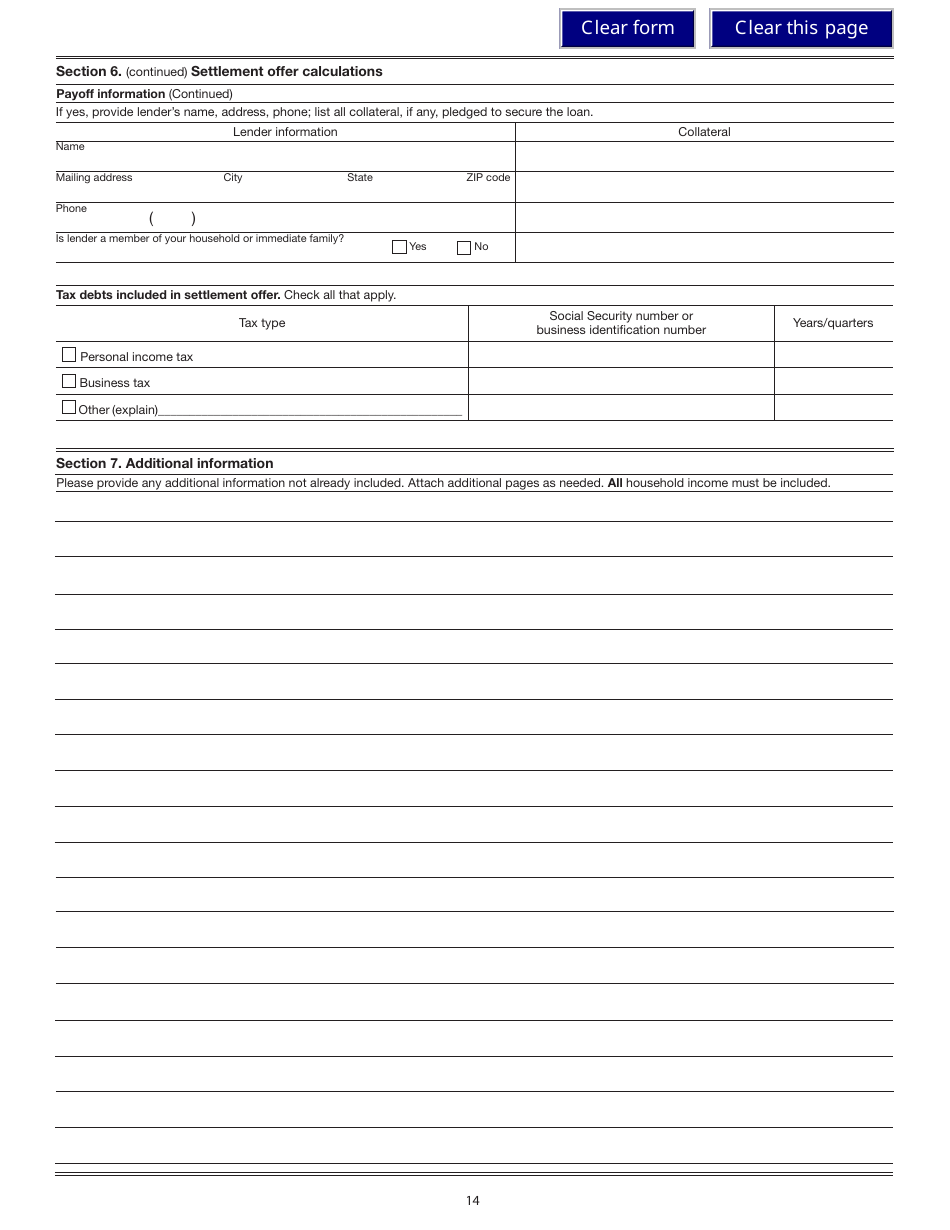 Form 150-101-157 (OR-SOA) Settlement Offer Application - Oregon, Page 14
