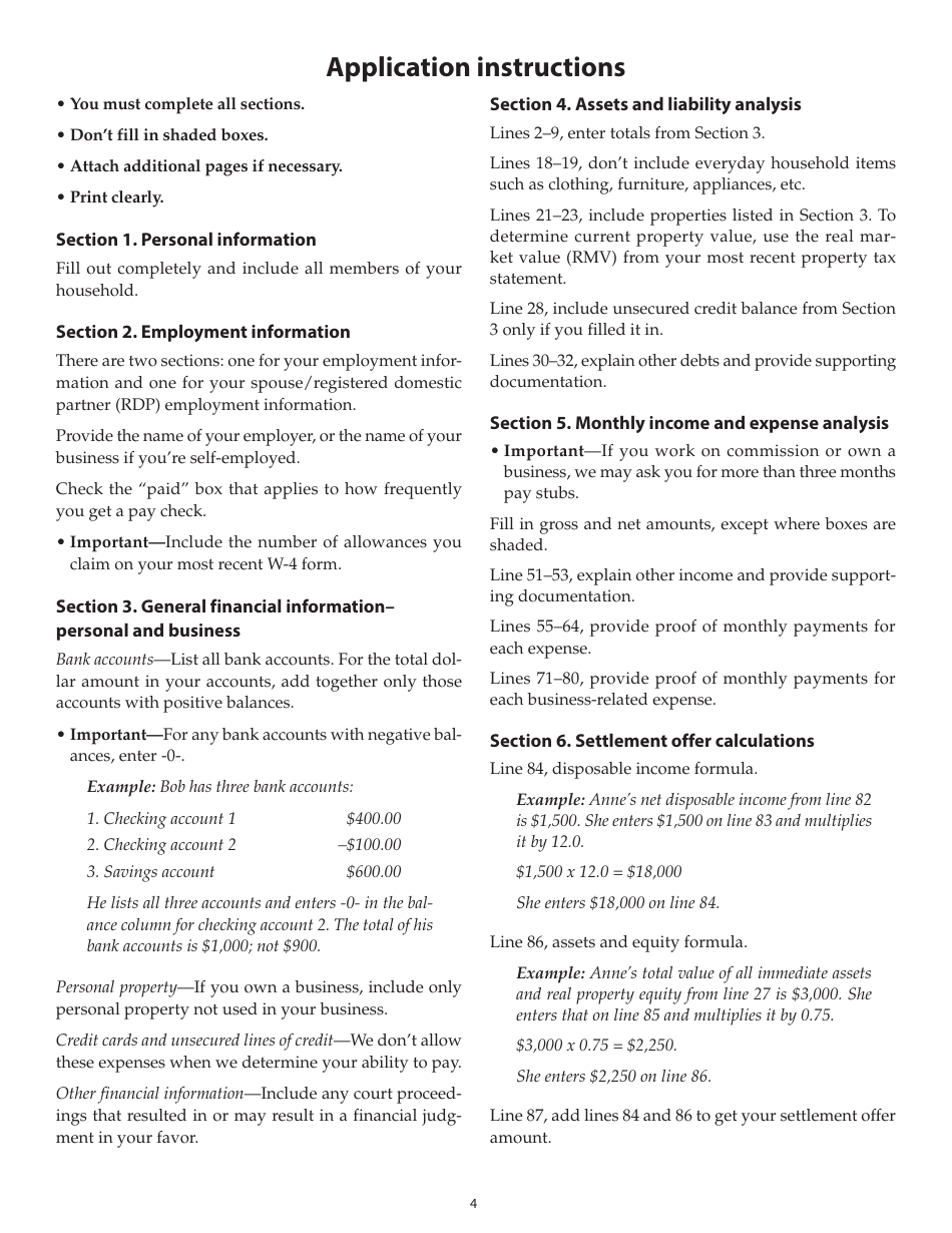 Form 150-101-157 (OR-SOA) Settlement Offer Application - Oregon, Page 4