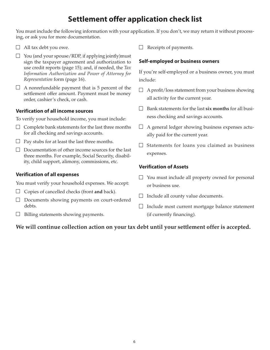 Form 150-101-157 (OR-SOA) Settlement Offer Application - Oregon, Page 6