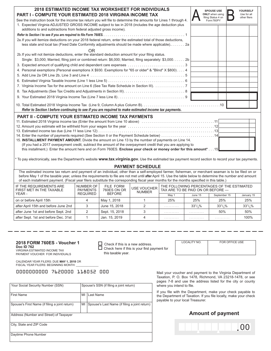 Form 760ES Virginia Estimated Income Tax Payment Vouchers for Individuals - Virginia, Page 3