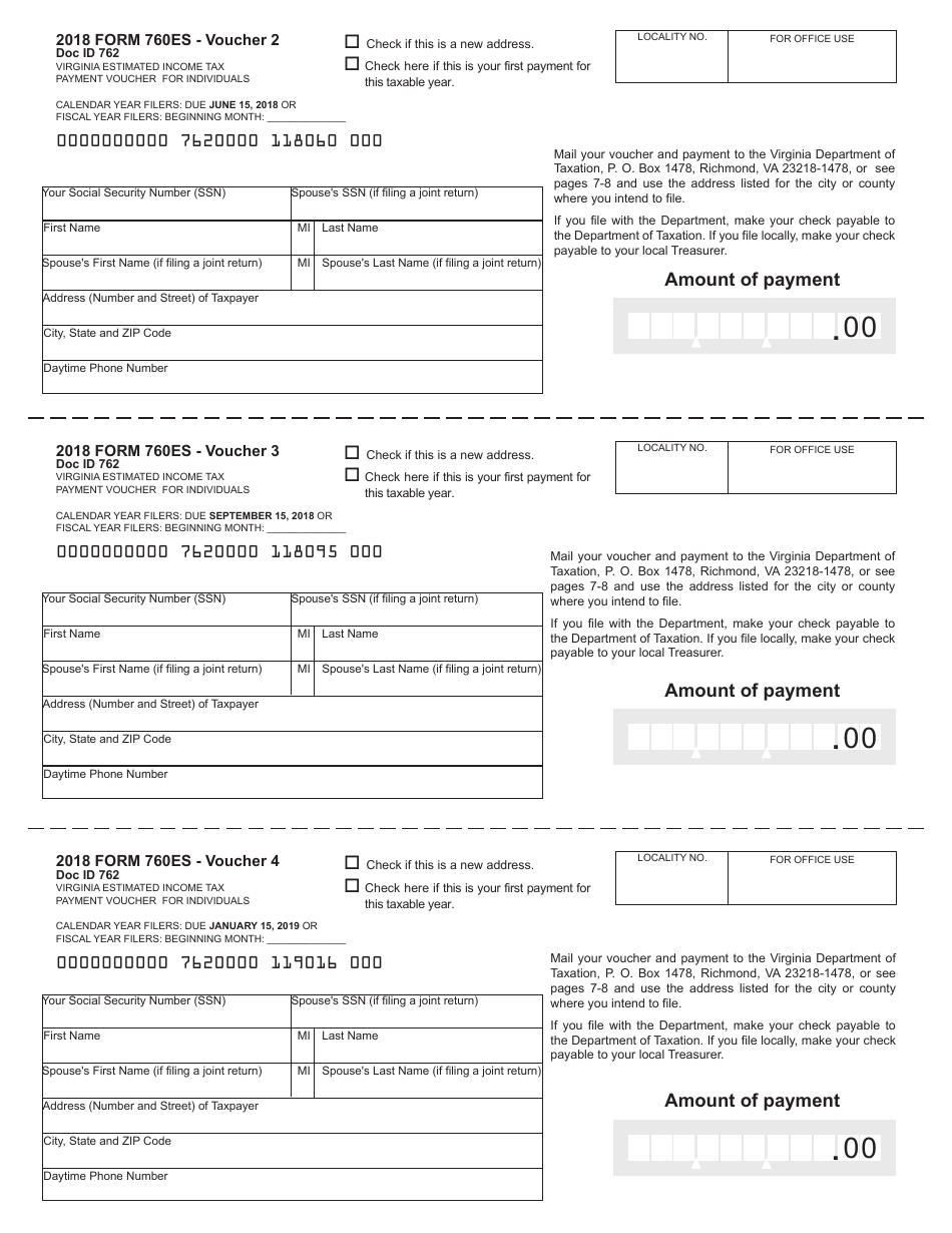 Form 760ES Virginia Estimated Income Tax Payment Vouchers for Individuals - Virginia, Page 5