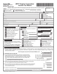 Form 500 Virginia Corporation Income Tax Return - Virginia