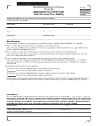 Form 84 &quot;Application for Relief From Joint Income Tax Liability&quot; - Massachusetts