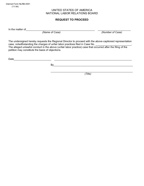 Form NLRB-4551 Request to Proceed