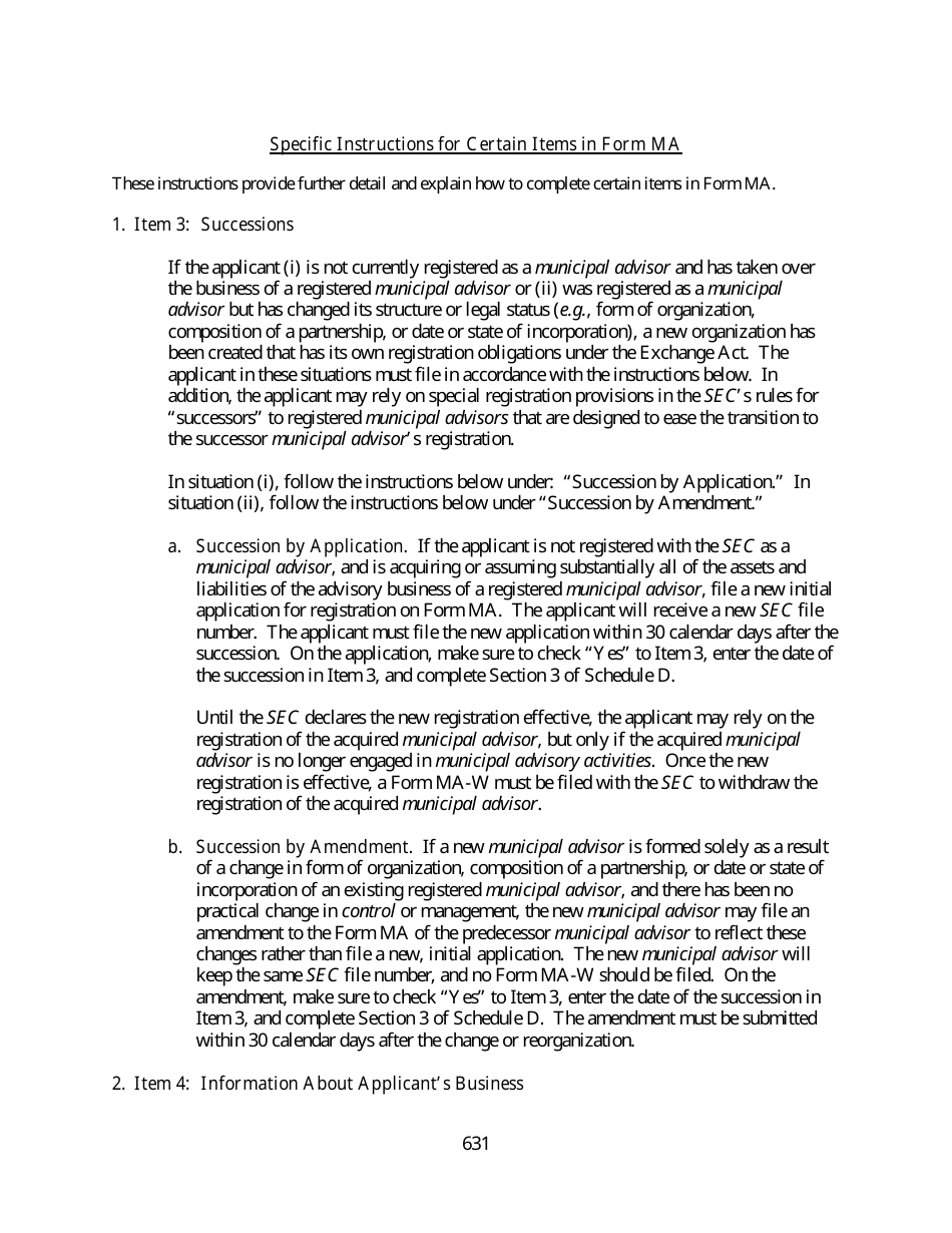 Instructions for SEC Form MA, MA-I, MA-NR, MA-W, Page 11