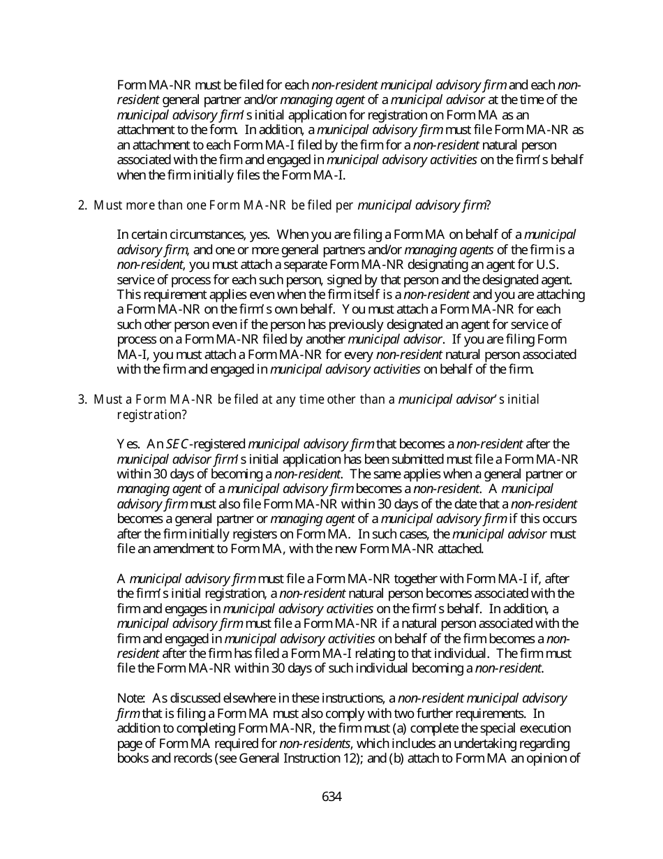 Instructions for SEC Form MA, MA-I, MA-NR, MA-W, Page 14